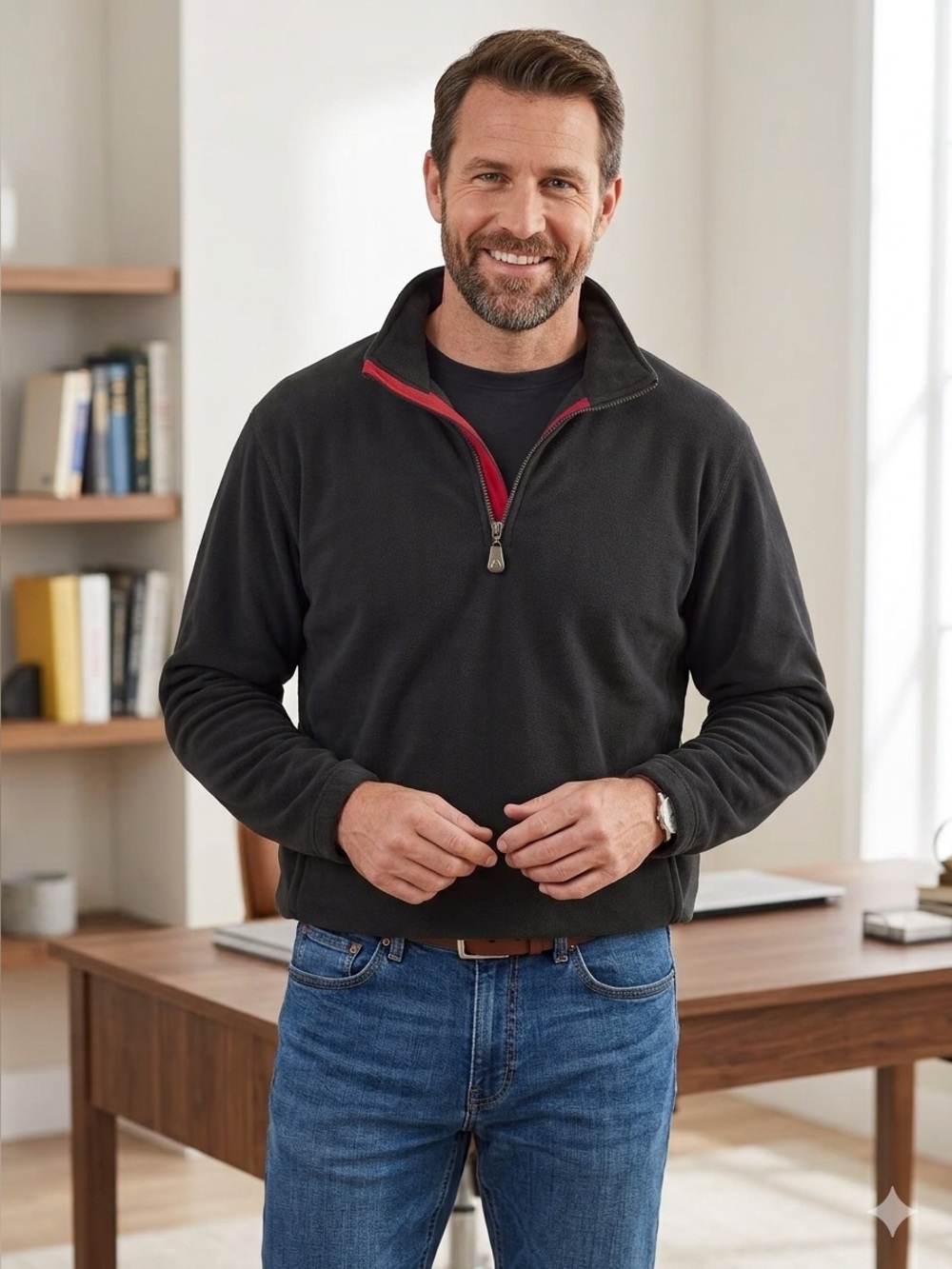 Head Men’s Black Quarter-Zip Pullover with Red Inner Placket